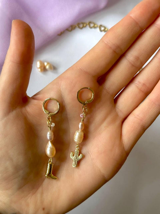 Cowgirl Ohrringe mit Süßwasserperlen 2