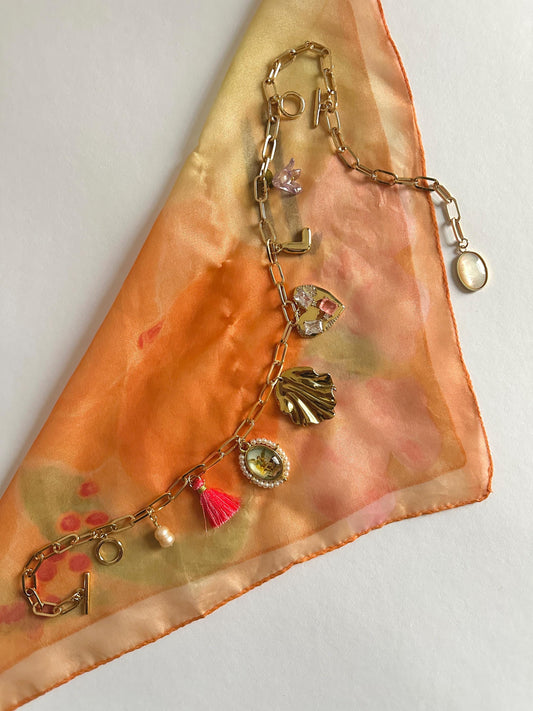 personalized 18 carat gold-plated bag chain - handmade with unique charms, hypoallergenic!