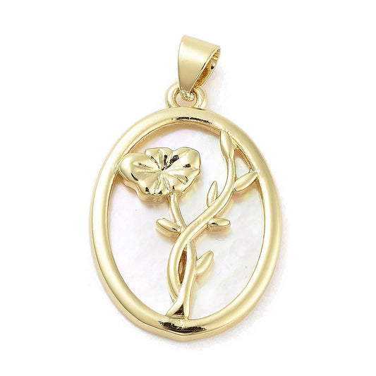 Vintage Blume Rund mit Perlmutt Scheibe