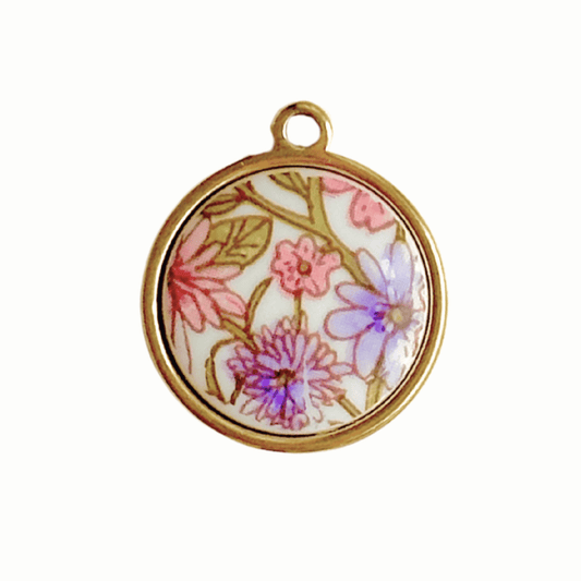 Vintage Blumen Rosa Rund