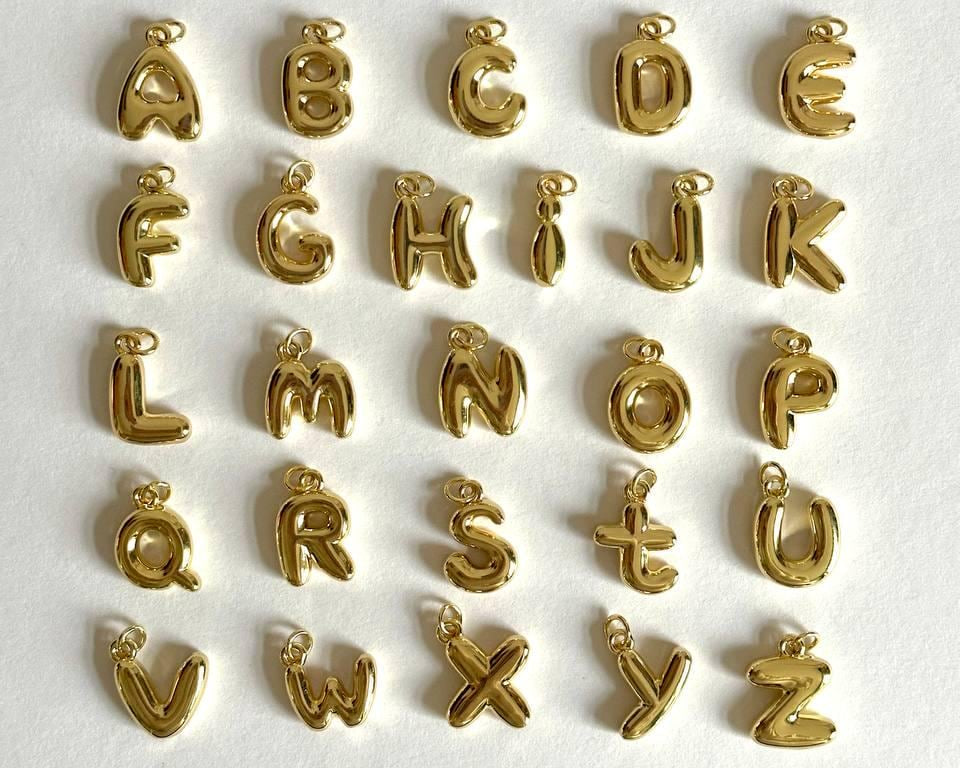 build your own custom letter necklace, pick your charm, 18k gold plated charm necklaces for women, girls must have, lipstick perfume heart