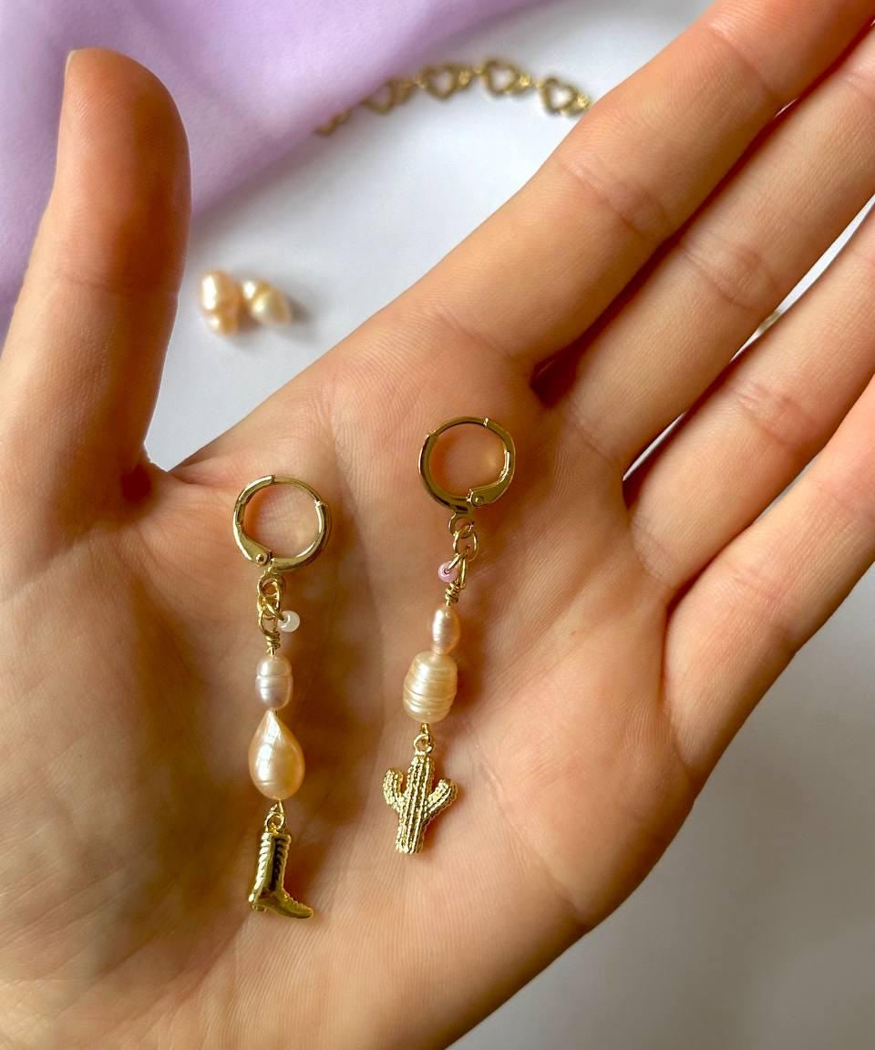 Cowgirl Ohrringe mit Süßwasserperlen 2