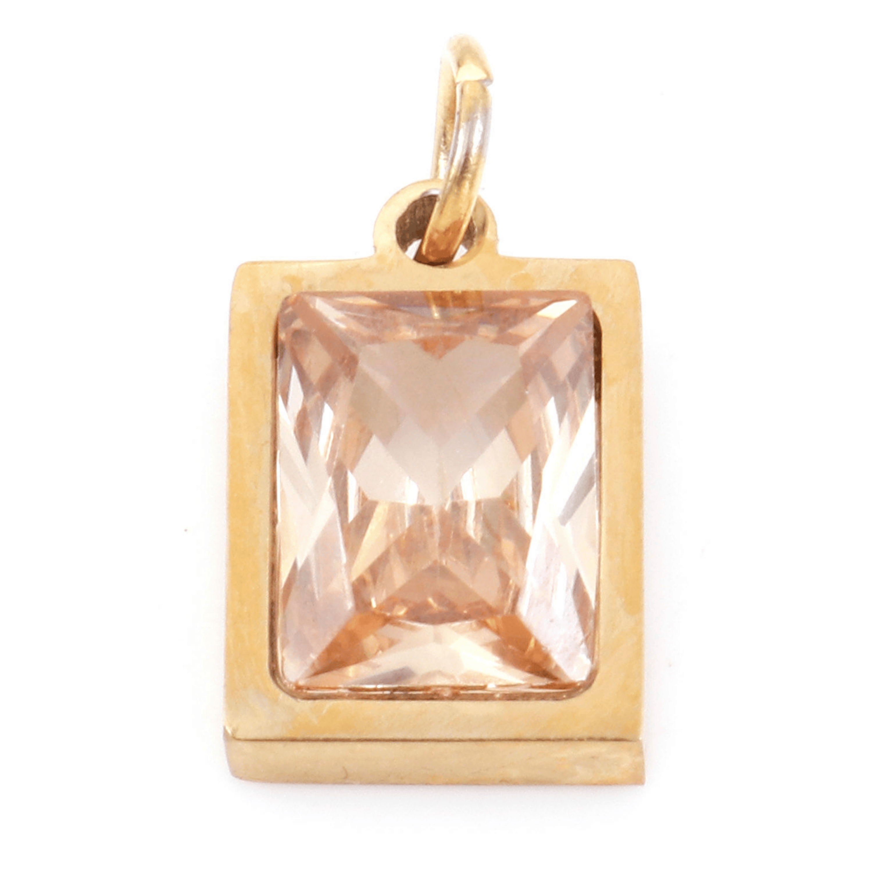 Eckiger Zirkonia Stein Beige