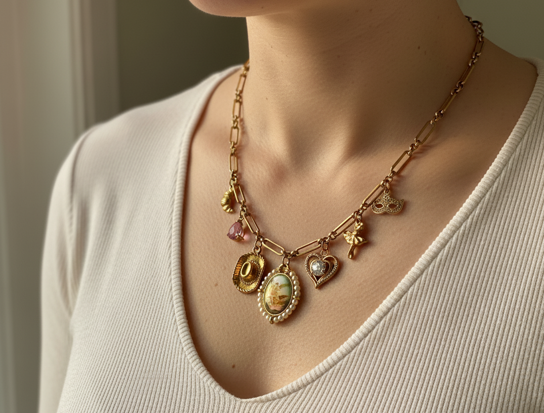 Gold Charm Necklace Custom Made