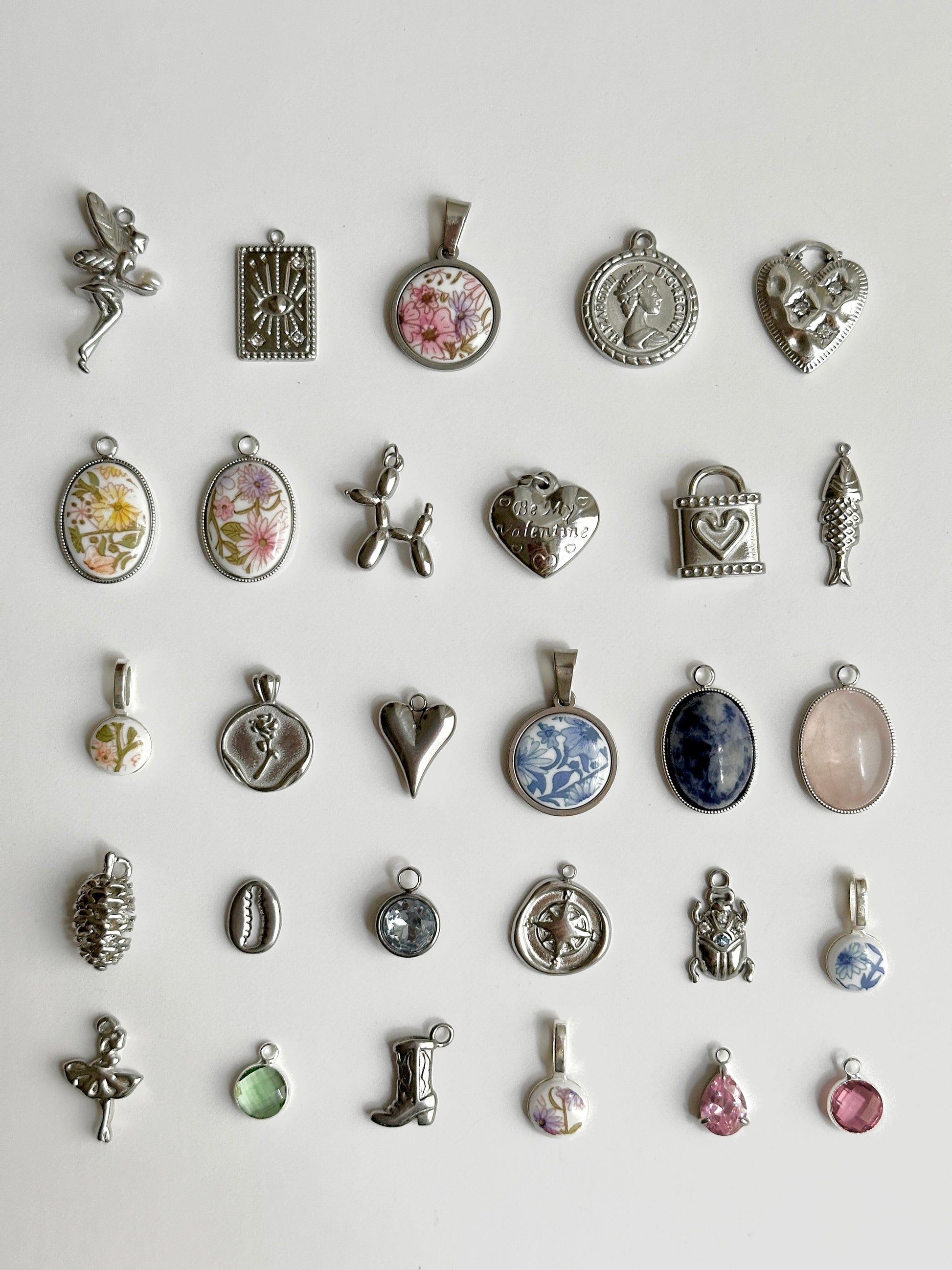 Mittlere und kleine Silber Charms