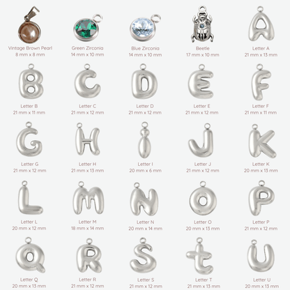 Small and Letter Silver Charms