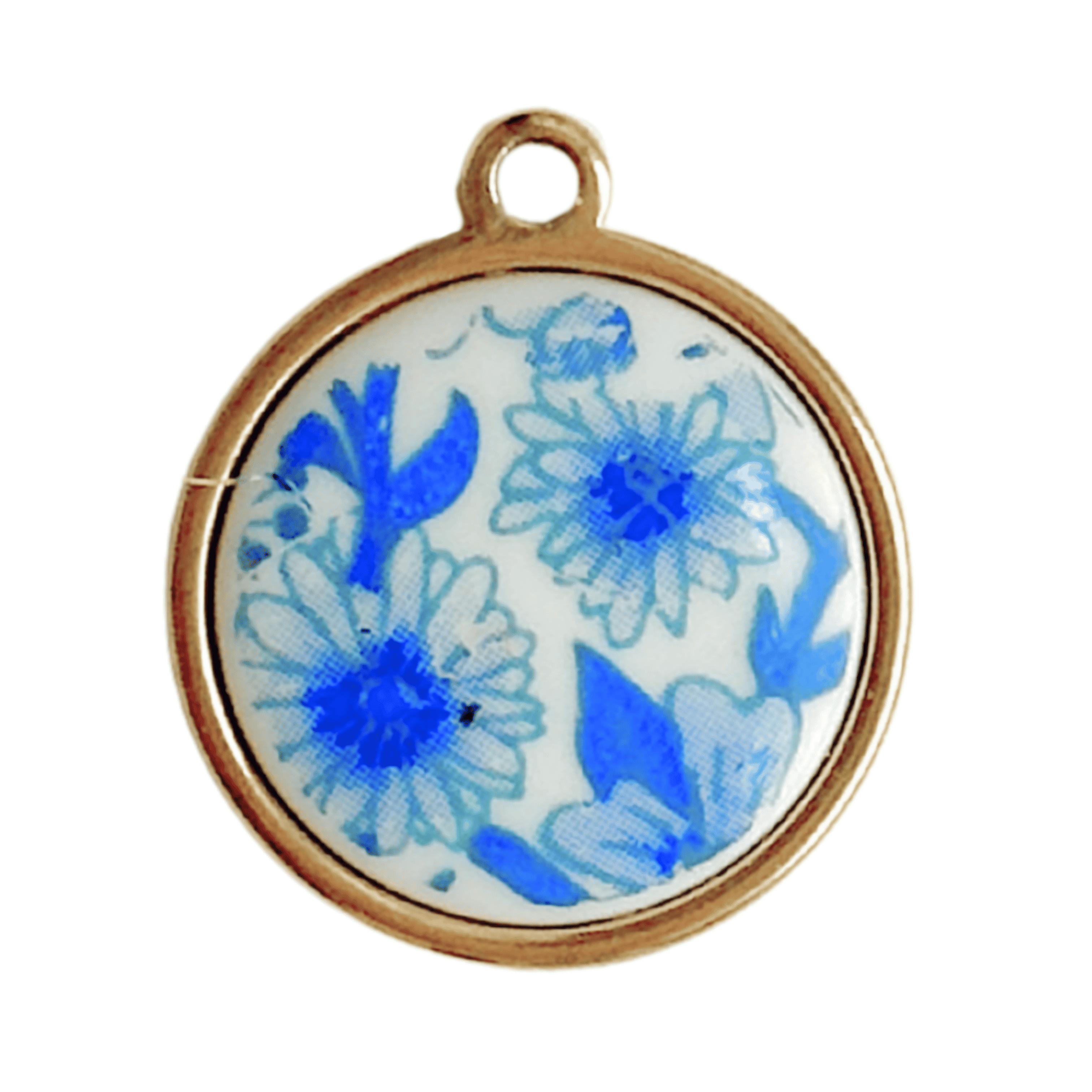 Vintage Blumen Blau Rund