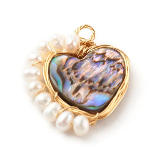Shell heart, pearls
