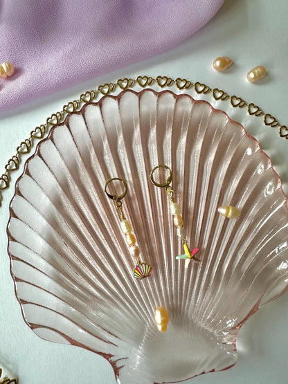 18k Gold-Plated Shell & Seastar Earrings with Sweet Water Pearls