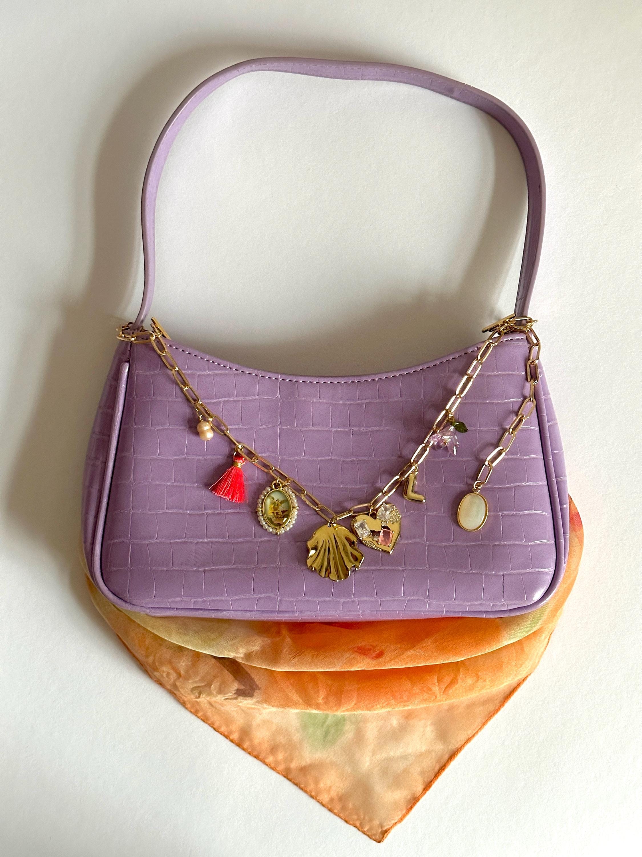 personalized 18 carat gold-plated bag chain - handmade with unique charms, hypoallergenic!