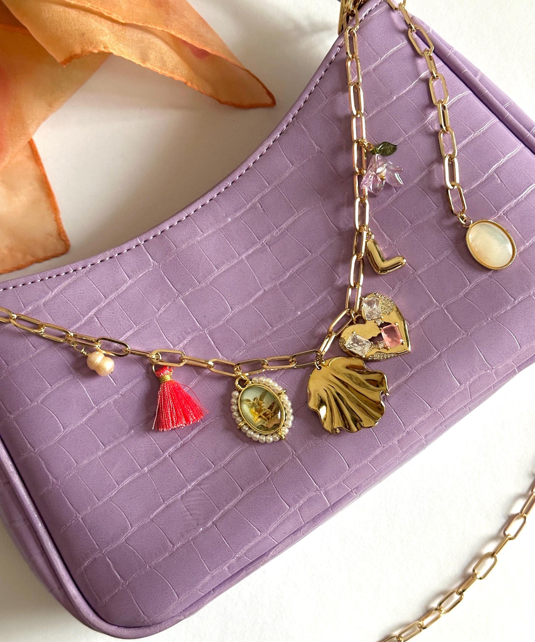 personalized 18 carat gold-plated bag chain - handmade with unique charms, hypoallergenic!