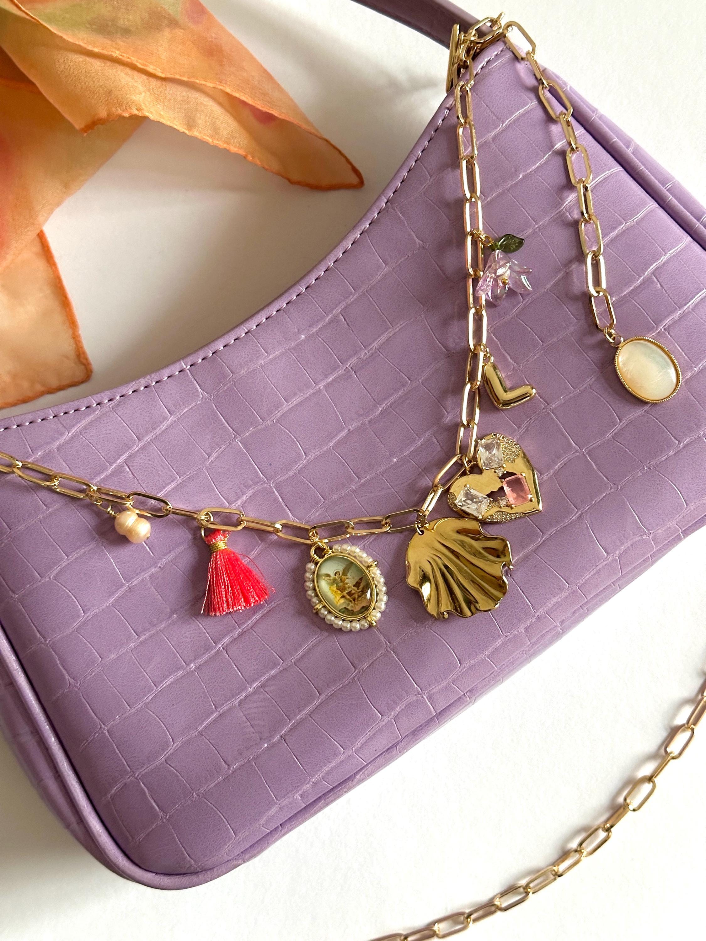 personalized 18 carat gold-plated bag chain - handmade with unique charms, hypoallergenic!